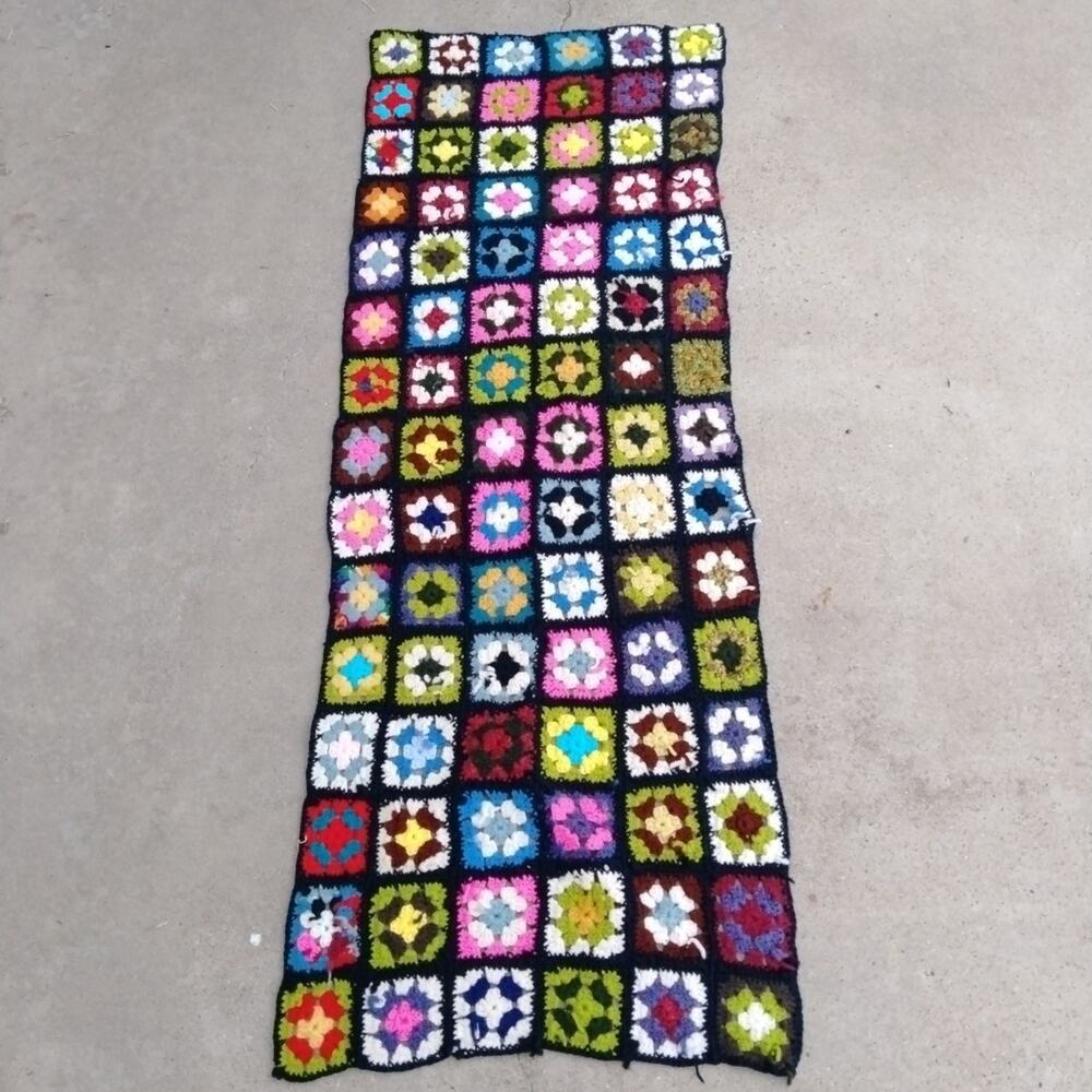 Granny Square Afghan Roseanne Crochet Lap Throw Blanket 64” x 24”